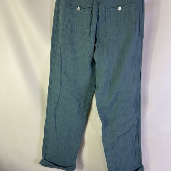 Sundance Catalog Gauzy Cotton Button Fly Drawstring Pants Coastal - Picture 5 of 8